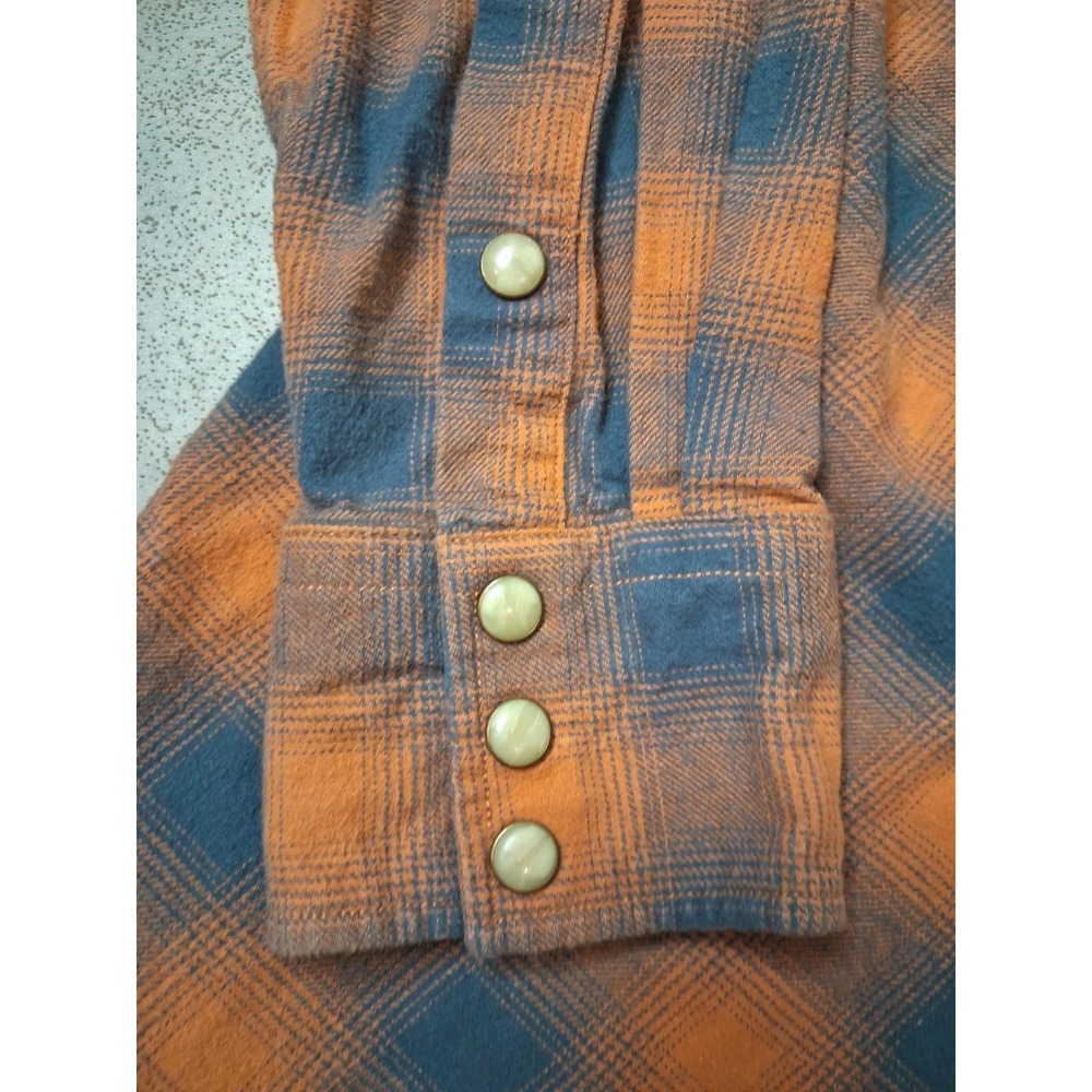 Dubinik Flannel Shirt Plaid Pearl Snaps Cotton Medium Outdoors Western Country - Picture 6 of 11
